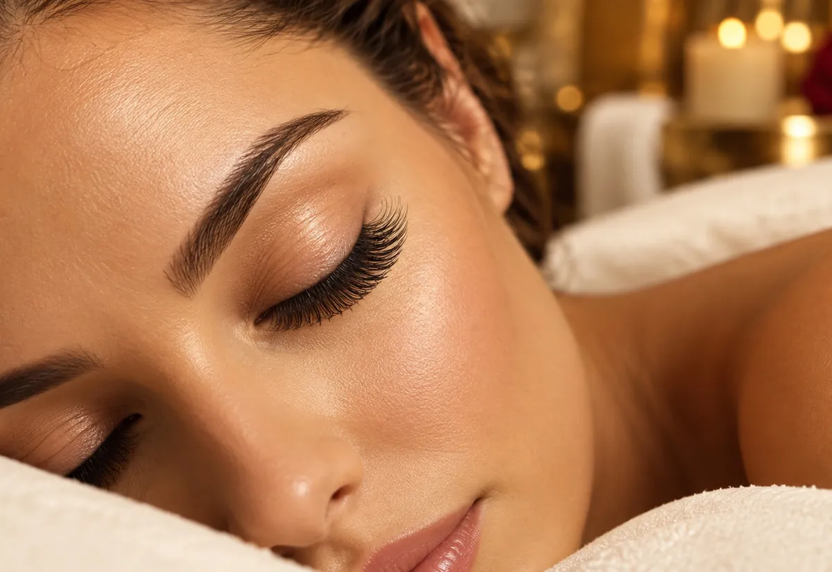 Relaxed client with soft lash extensions